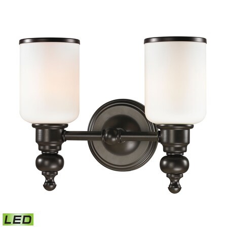 ELK LIGHTING Bristol 2-Lght Vanity Lmp Brnz w/Opal Wht Blown Glass - Incl LED Blbs 11591/2-LED